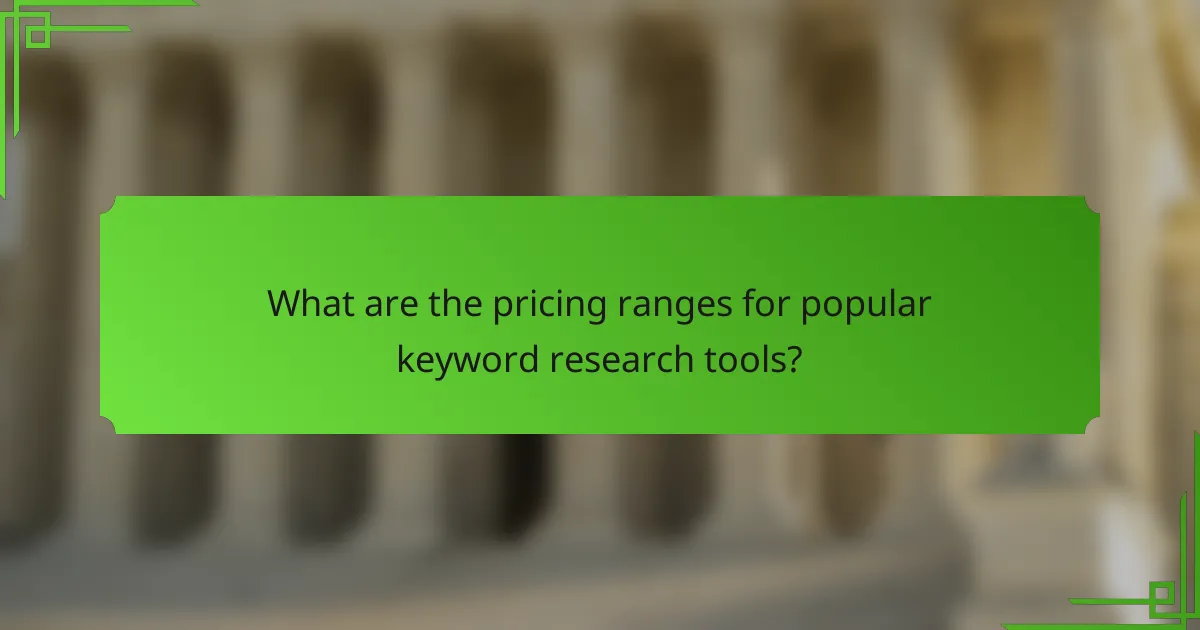 What are the pricing ranges for popular keyword research tools?